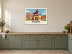 Reading Poster at A1, in a white frame, in a kitchen