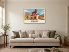Reading Poster at A1, in a natural wood frame, in a sitting room