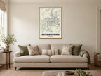 Regensburg Street Map Poster at A1, in a natural wood frame, in a sitting room