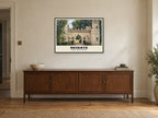 Reigate Castle Gateway Poster at A1, in a black frame, above a sideboard