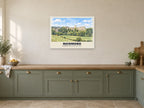 Richmond Castle and the falls Poster at A1, in a white frame, in a kitchen