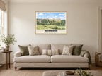 Richmond Castle and the falls Poster at A1, in a natural wood frame, in a sitting room