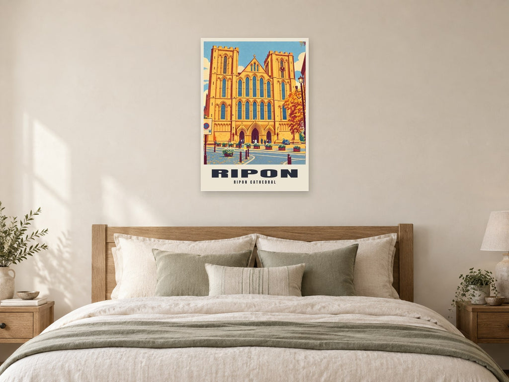 Ripon Cathedral Poster at A1, as a poster, above a bed