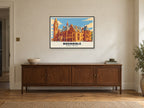 Rochdale Town Hall Poster at A1, in a black frame, above a sideboard