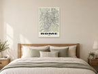 Rome Street Map Poster at A1, as a poster, above a bed