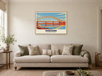 Silver Jubilee Bridge, Runcorn Poster at A1, in a natural wood frame, in a sitting room