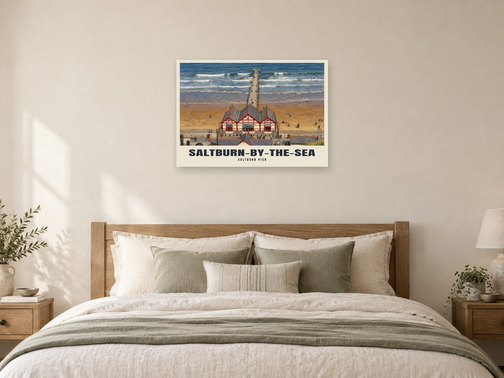 Saltburn Pier, Saltburn-by-the-Sea Poster at A1, as a poster, above a bed