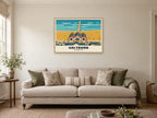 Saltburn Pier Poster at A1, in a natural wood frame, in a sitting room