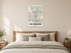 San Bernardino Street Map Poster at A1, as a poster, above a bed