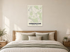 Sanderstead Heritage Street Map Poster at A1, as a poster, above a bed