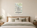 Savannah Street Map Poster at A1, as a poster, above a bed