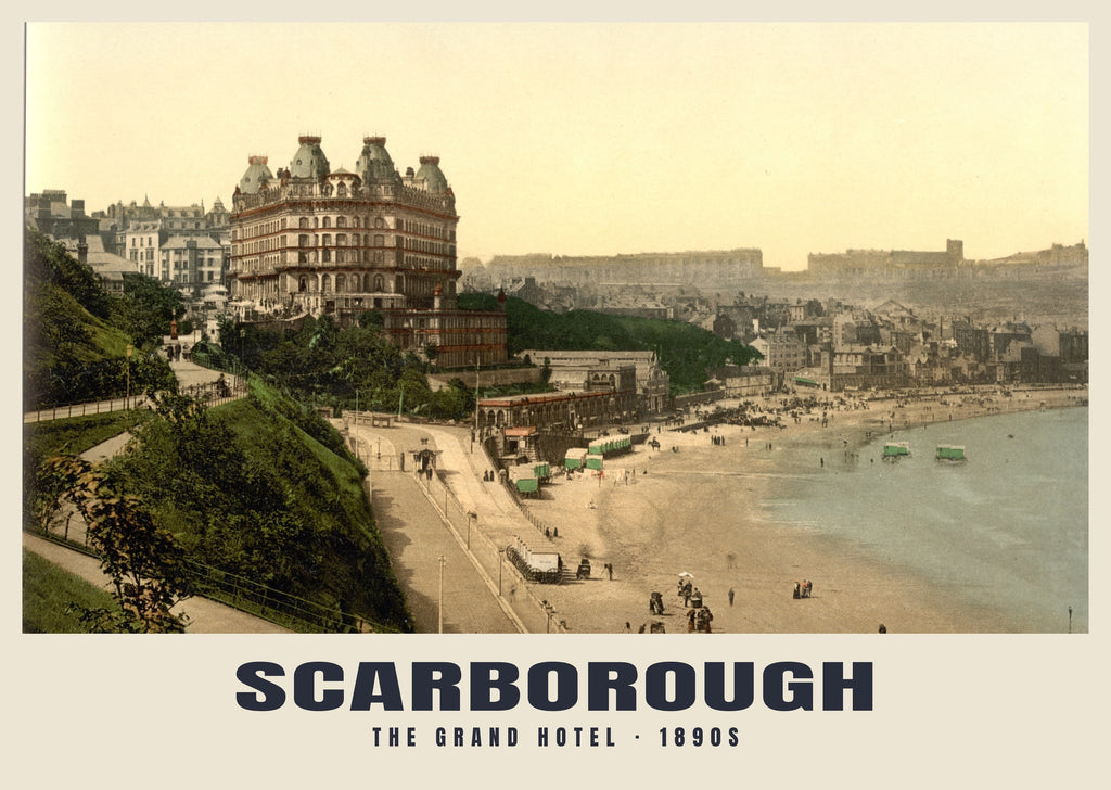 The Grand Hotel, Scarborough, 1890s hand-coloured photochrom heritage print