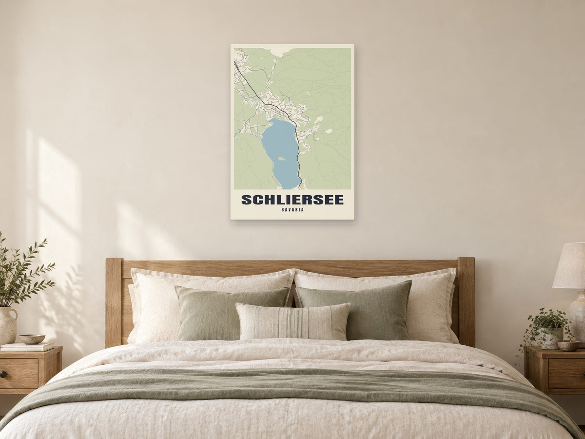 Schliersee Street Map Poster at A1, as a poster, above a bed