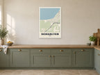 Seasalter Street Map Poster at A1, in a white frame, in a kitchen