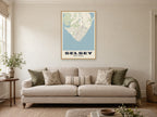 Selsey Street Map Poster at A1, in a natural wood frame, in a sitting room