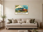 Seven Sisters Poster at A1, in a natural wood frame, in a sitting room