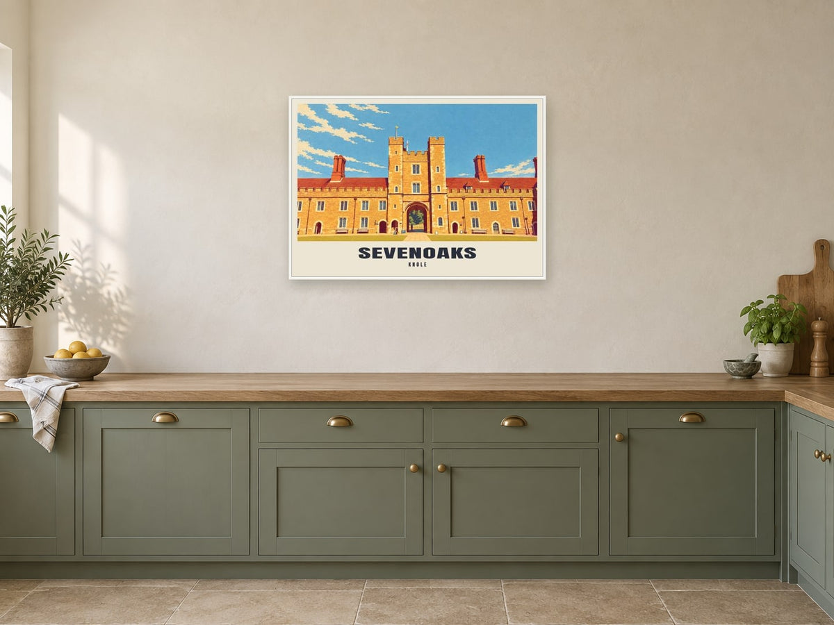 Knole, Sevenoaks Poster at A1, in a white frame, in a kitchen
