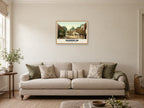 The Old Village, Shanklin, 1890s Heritage Print at A2, in a natural wood frame, in a sitting room