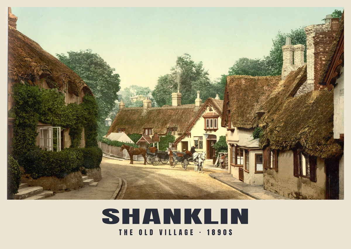 The Old Village, Shanklin, 1890s hand-coloured photochrom heritage print