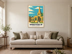Sheffield Cathedral Poster at A1, in a natural wood frame, in a sitting room