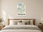 Shepperton Street Map Poster at A1, as a poster, above a bed