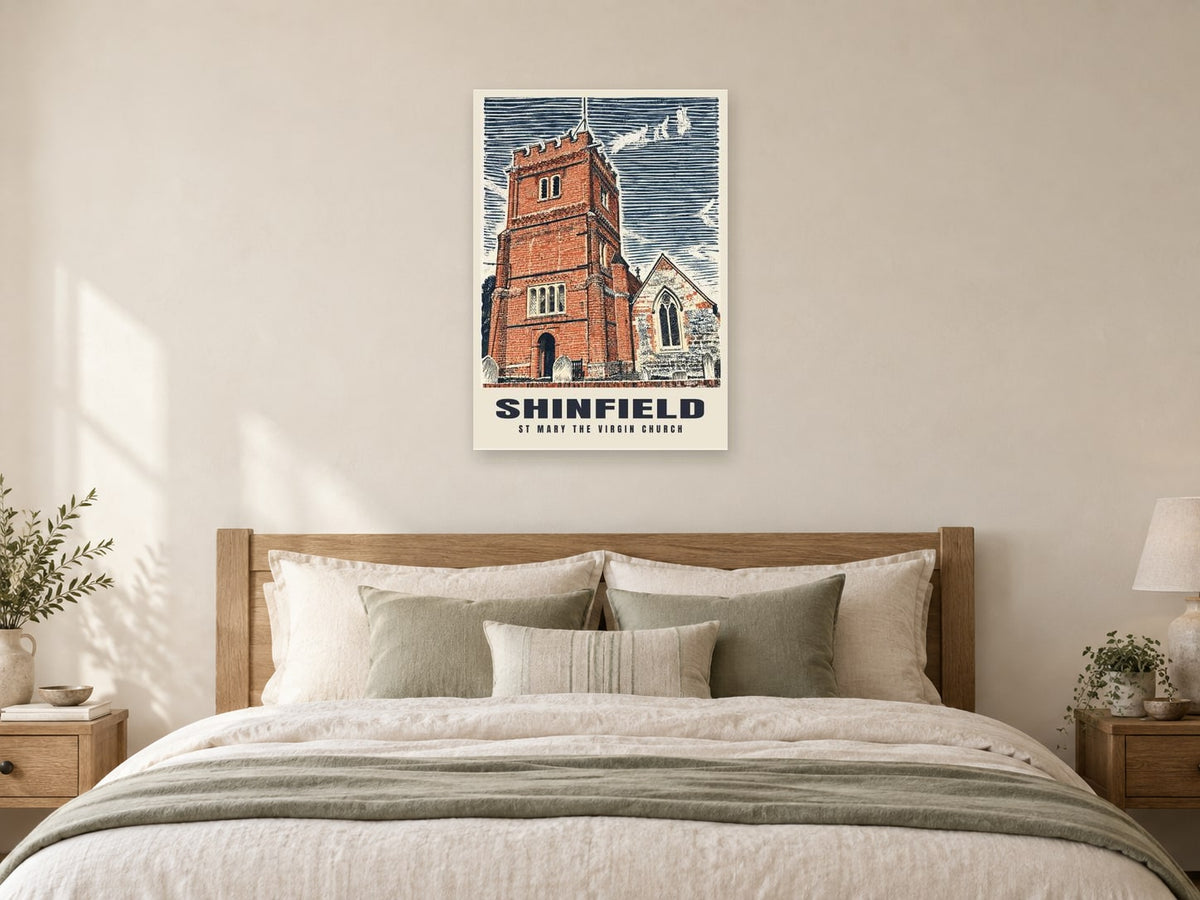 St Mary the Virgin Church, Shinfield Poster at A1, as a poster, above a bed
