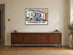 Shoreham Town Hall, Shoreham-by-Sea Poster at A1, in a black frame, above a sideboard