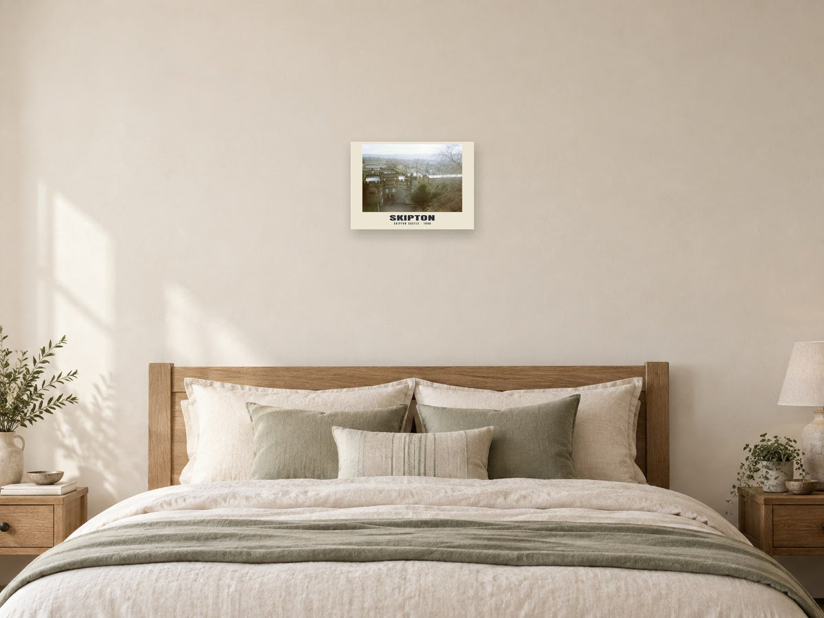 Skipton Castle, 1990 Heritage Print at A3, as a poster, above a bed