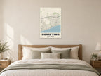 Sompting Street Map Poster at A1, as a poster, above a bed