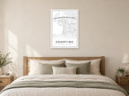 Sompting Village Centre Street Map Poster at A1, as a poster, above a bed