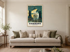 Sonning Bridge Poster at A1, in a natural wood frame, in a sitting room
