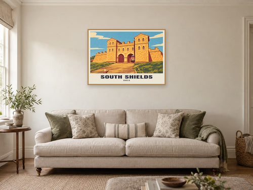 Arbeia, South Shields Poster at A1, in a natural wood frame, in a sitting room