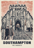 The Bargate, Southampton poster in the Linocut style