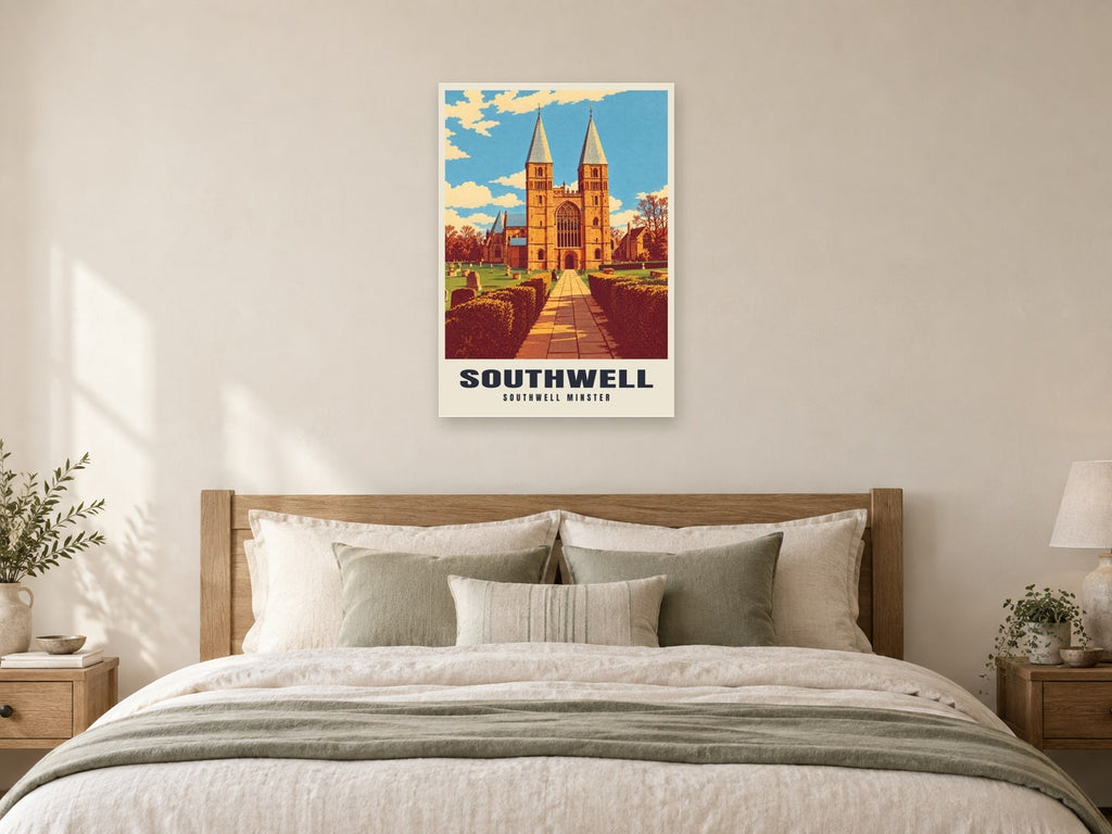 Southwell Minster Poster at A1, as a poster, above a bed