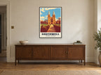 Southwell Minster Poster at A1, in a black frame, above a sideboard