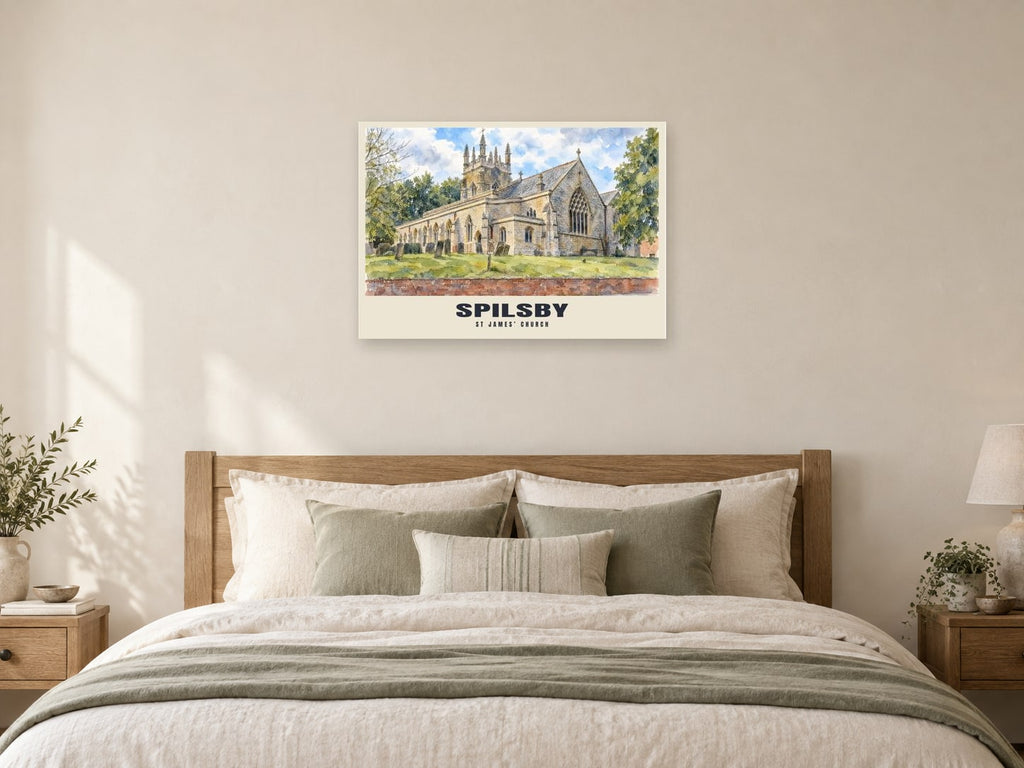 St James’ Church, Spilsby Poster at A1, as a poster, above a bed