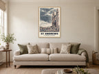St Andrews Cathedral Poster at A1, in a natural wood frame, in a sitting room