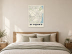 St Peter's Street Map Poster at A1, as a poster, above a bed