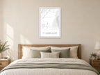 St. Simons Island Downtown Street Map Poster at A1, as a poster, above a bed