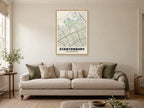 Stantonbury Street Map Poster at A1, in a natural wood frame, in a sitting room