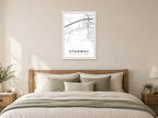 Stanway Village Centre Street Map Poster at A1, as a poster, above a bed