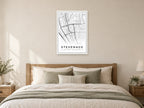 Stevenage Town Centre Street Map Poster at A1, as a poster, above a bed