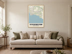 Stevenston Street Map Poster at A1, in a natural wood frame, in a sitting room