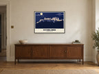 Stirling Castle Poster at A1, in a black frame, above a sideboard