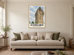 The Wallace Monument, Stirling Poster at A1, in a natural wood frame, in a sitting room
