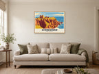 Dunnottar Castle, Stonehaven Poster at A1, in a natural wood frame, in a sitting room