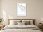 Stony Stratford Town Centre Street Map Poster at A1, as a poster, above a bed