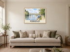 Goring and Streatley Bridge Poster at A1, in a natural wood frame, in a sitting room
