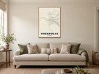 Susanville Street Map Poster at A1, in a natural wood frame, in a sitting room