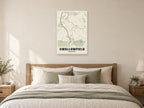 Swallowfield Street Map Poster at A1, as a poster, above a bed